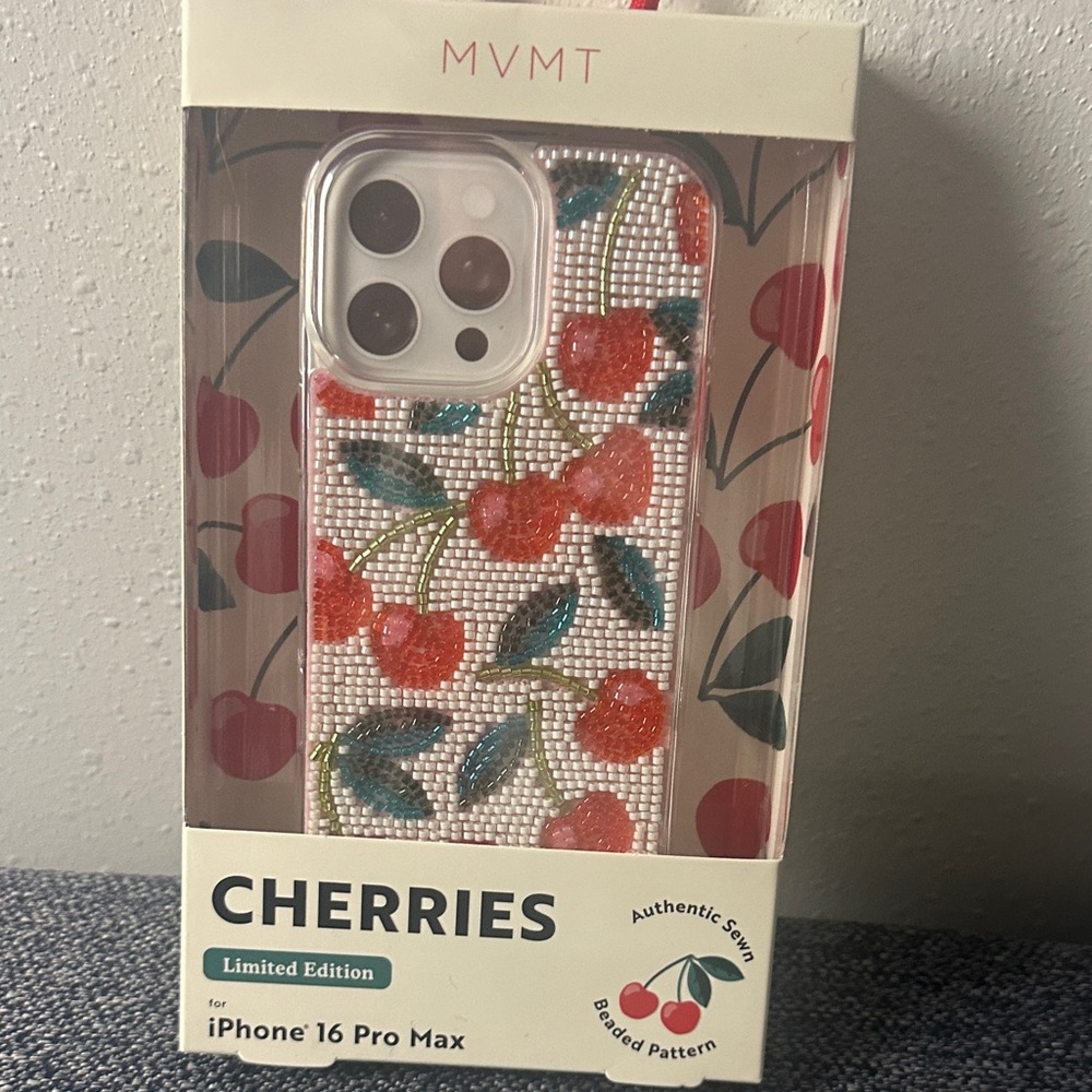 MVMT Beaded Cherry iPhone 16 Pro Max Case - White, Red, Green